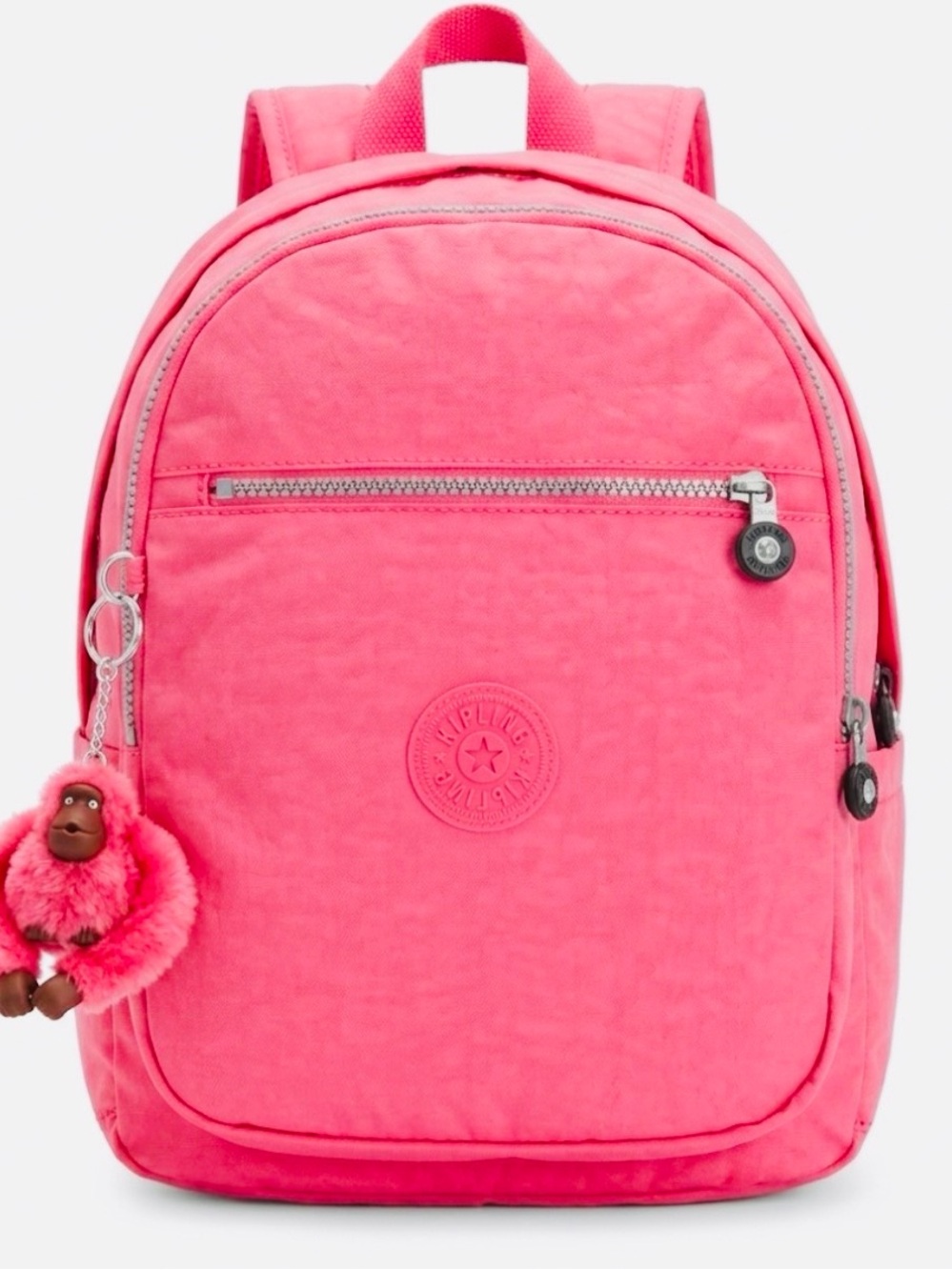 Kipling Seoul Large 15" Laptop Backpack - Pink Backpack with Monkey Charm - Picture 2 of 6